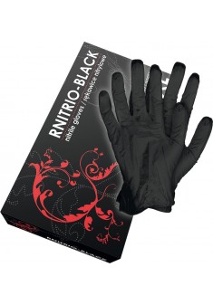 Rękawice nitrylowe czarne bezpudrowe RNITRIO-BLACK B r. S - XL 100 szt.