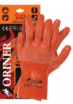 Rękawice ochronne wykonane z gumy DRAGON ORINER P dostępne w rozmiarach od 7 do 11, długość 30 cm.
