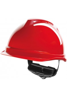 Hełm ochronny MSA V-Gard 520 Fas-Trac czerwony krótki daszek