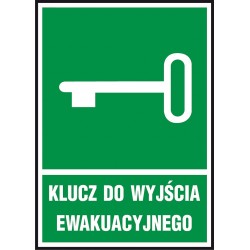 Znak ewakuacyjny „Klucz do wyjścia ewakuacyjnego” płytka PCV Z-21E-PT-150X205