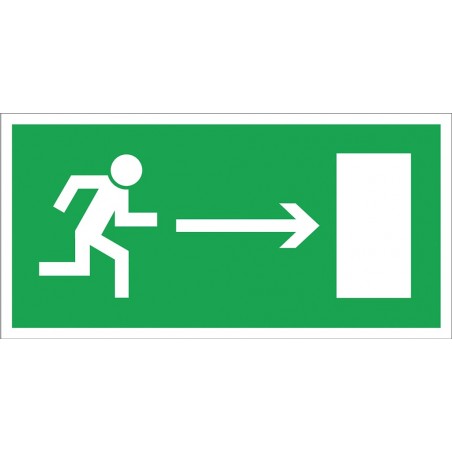 Znak ewakuacyjny „Kierunek do wyjścia drogi ewakuacji w prawo” 150x300 płytka PCV