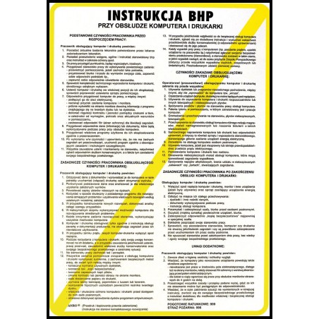 Instrukcja BHP „Instrukcja BHP na stanowisku komputera i drukarki” Z-IBN01-P-250X350