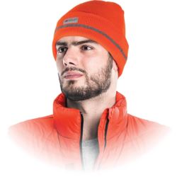 Czapka zimowa ocieplana pomarańczowa z odblaskiem CZVIS-S PSI
