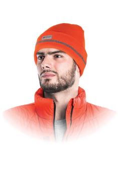 Czapka zimowa ocieplana pomarańczowa z odblaskiem CZVIS-S PSI