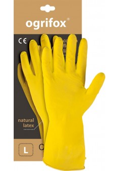 Rękawice ochronne gumowe flokowane OGRIFOX OX-FLOX żółte