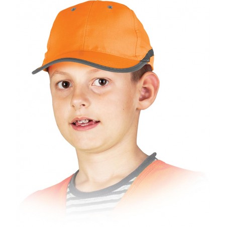 Czapka z daszkiem pomarańczowa fluorescencyjna dla dzieci CZFLUO-KIDS P