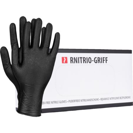 Rękawice nitrylowe czarne teksturowane RNITRIO-GRIFF 50 szt