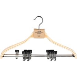 Wieszak drewniany z metalową poprzeczką wyposażoną w klipsy HANGER-WOODPBC094
