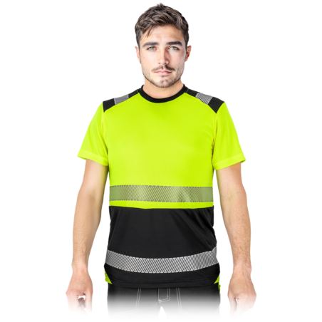 Męski T-shirt ostrzegawczy z siateczki IGUANA-TS – odblaskowy, przewiewny, zgodny z normami EN