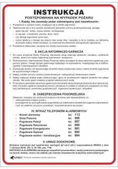 Instrukcja PPOŻ. „Instrukcja postępowania na wypadek pożaru” Z-IP1-P-250X350