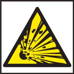 Znak ochrony ppoż. „Niebezpieczeństwo wybuchu materiały wybuchowe” Z-16P-P-200X200