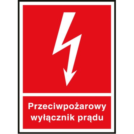 Znak ochrony ppoż.„Przeciwpożarowy wyłącznik prądu” Z-31P-PL-150x205
