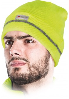Czapka zimowa dziana CZVIS-S z ociepleniem Thinsulate 3M – odblaskowa czapka robocza dla drogowców
