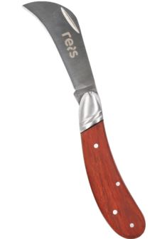 Składany nóż ogrodowy TG-KNIFE-G – stal nierdzewna, drewniana rękojeść