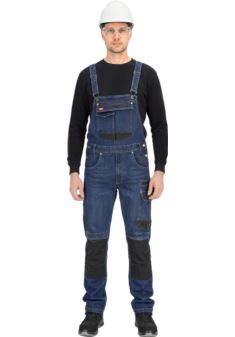 Elastyczne spodnie ochronne ogrodniczki męskie JEANS303-B z Cordurą