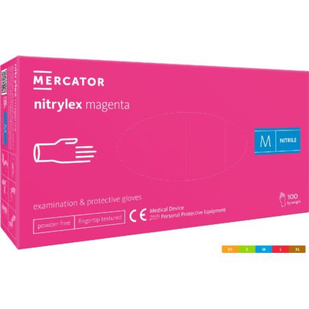Rękawice nitrylowe bezpudrowe nitrylex® magenta 100 szt. medyczne