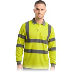Koszulka polo ostrzegawcza FLUO z długim rękawem