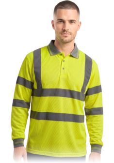 Koszulka polo ostrzegawcza FLUO z długim rękawem