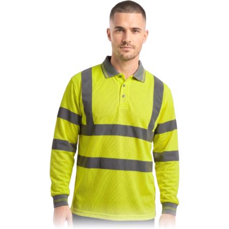 Koszulka polo ostrzegawcza FLUO z długim rękawem