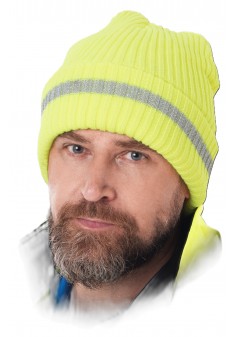 Czapka zimowa fluo REIS CZREFLECT-S PSI żółto-srebrna