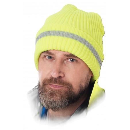 Czapka zimowa fluo REIS CZREFLECT-S PSI żółto-srebrna