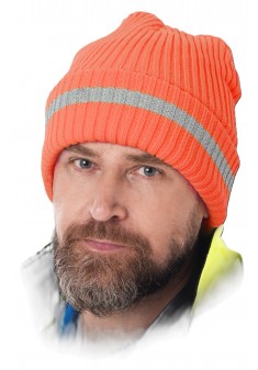 Czapka zimowa fluo REIS CZREFLECT-S PSI pomarańczowo-srebrna