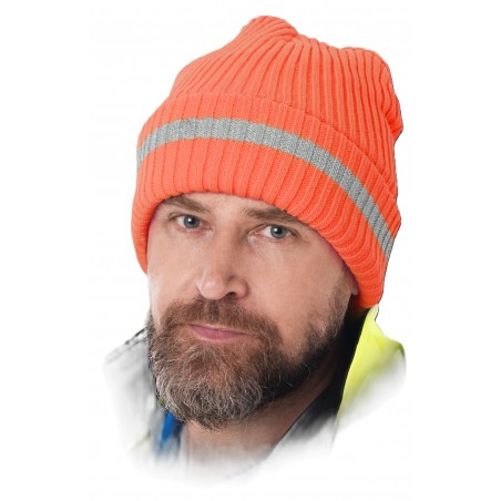 Czapka zimowa fluo REIS CZREFLECT-S PSI pomarańczowo-srebrna